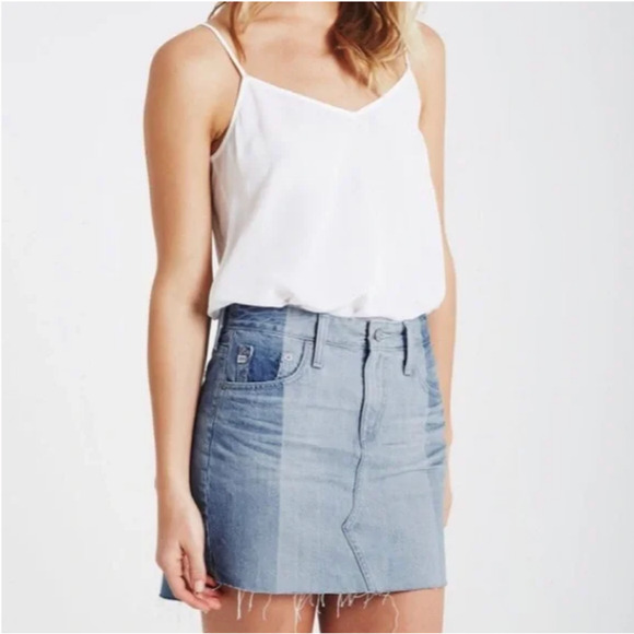 ADRIANO GOLDSCHMIED The Sandy Mini Skirt Blue Denim Frayed Grunge - Picture 3 of 12